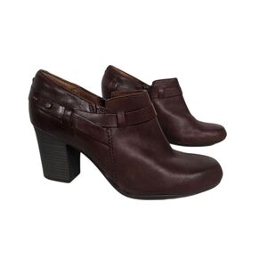 Clarks Bendables Stroll Western Brown Leather Ankle Booties 8.5